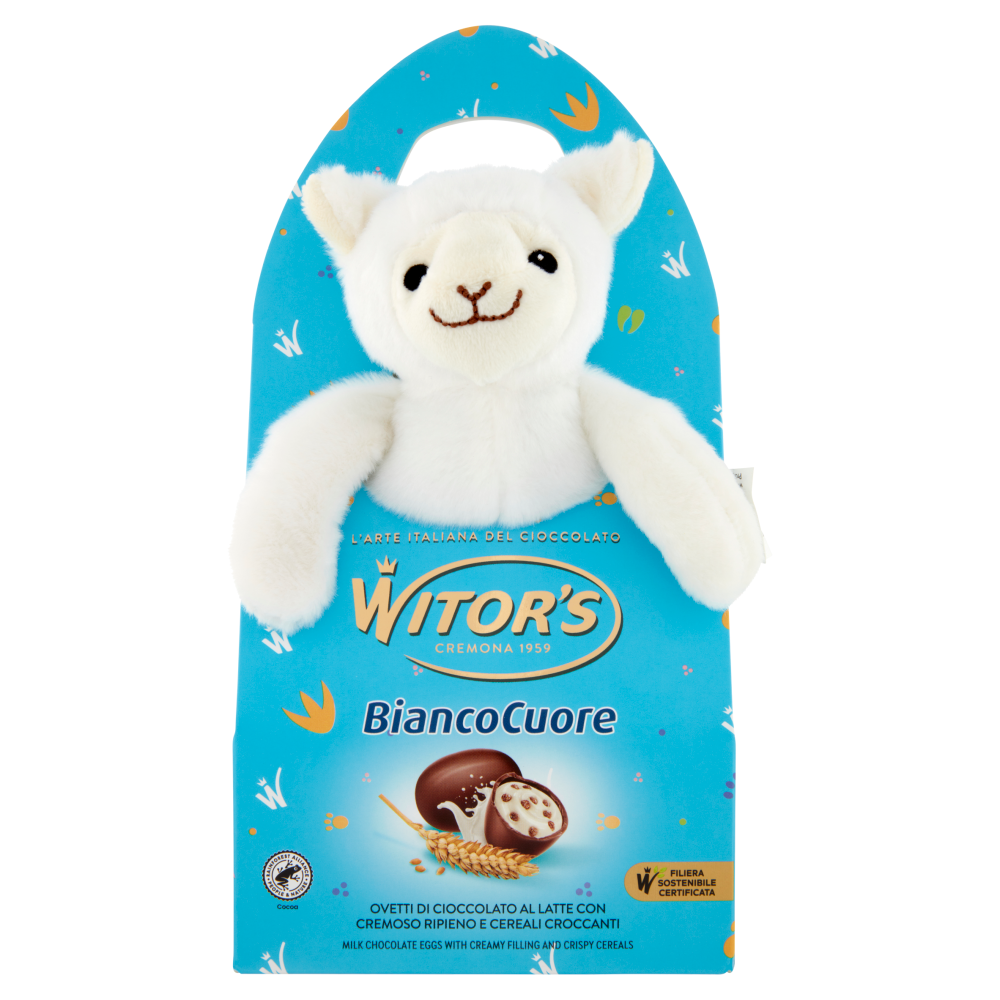Witor's Bianco Cuore Ovetti di Cioccolato al Latte con Cremoso Ripieno e Cereali Croccanti 120 g