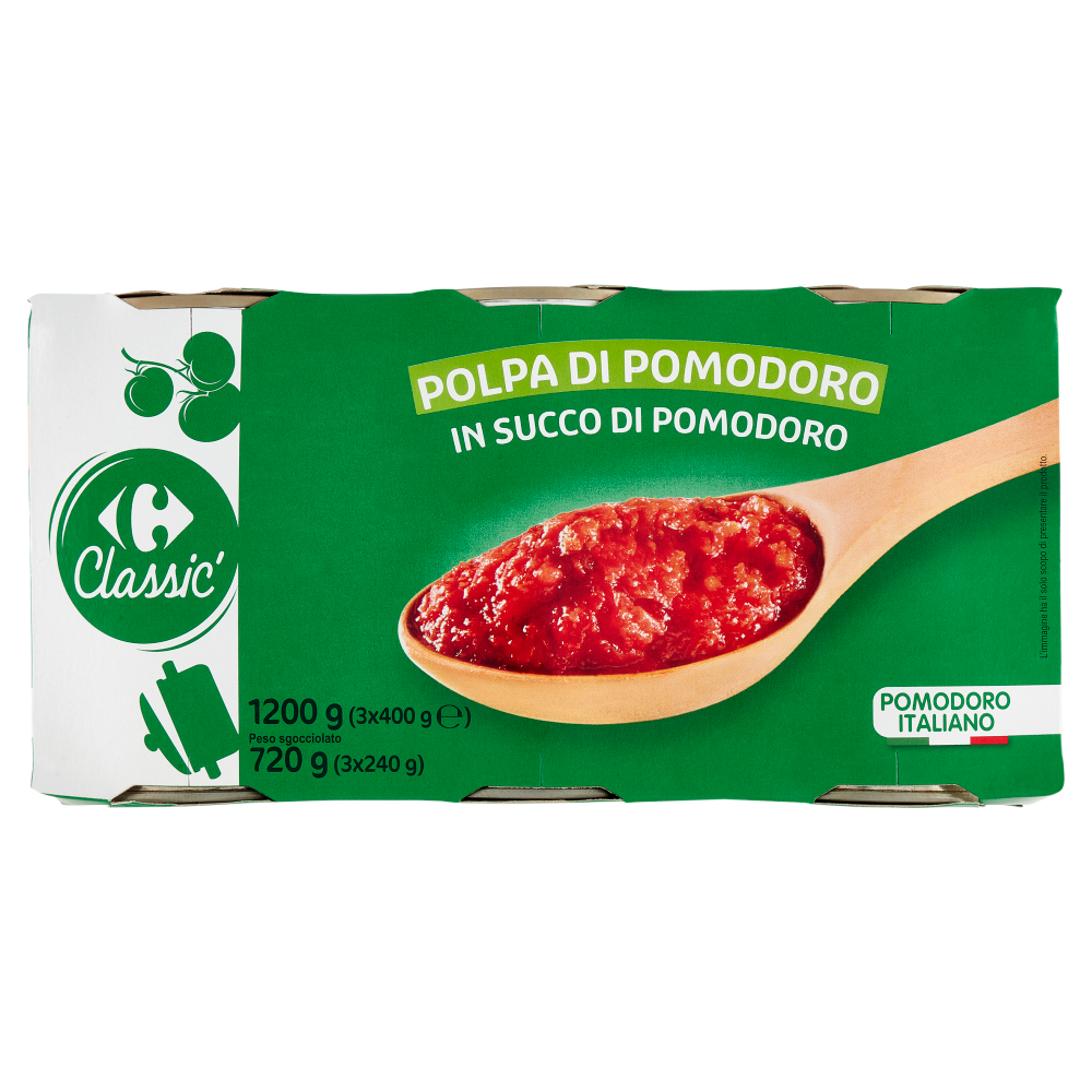 Carrefour Classic Polpa di Pomodoro in Succo di Pomodoro 3 x 400 g