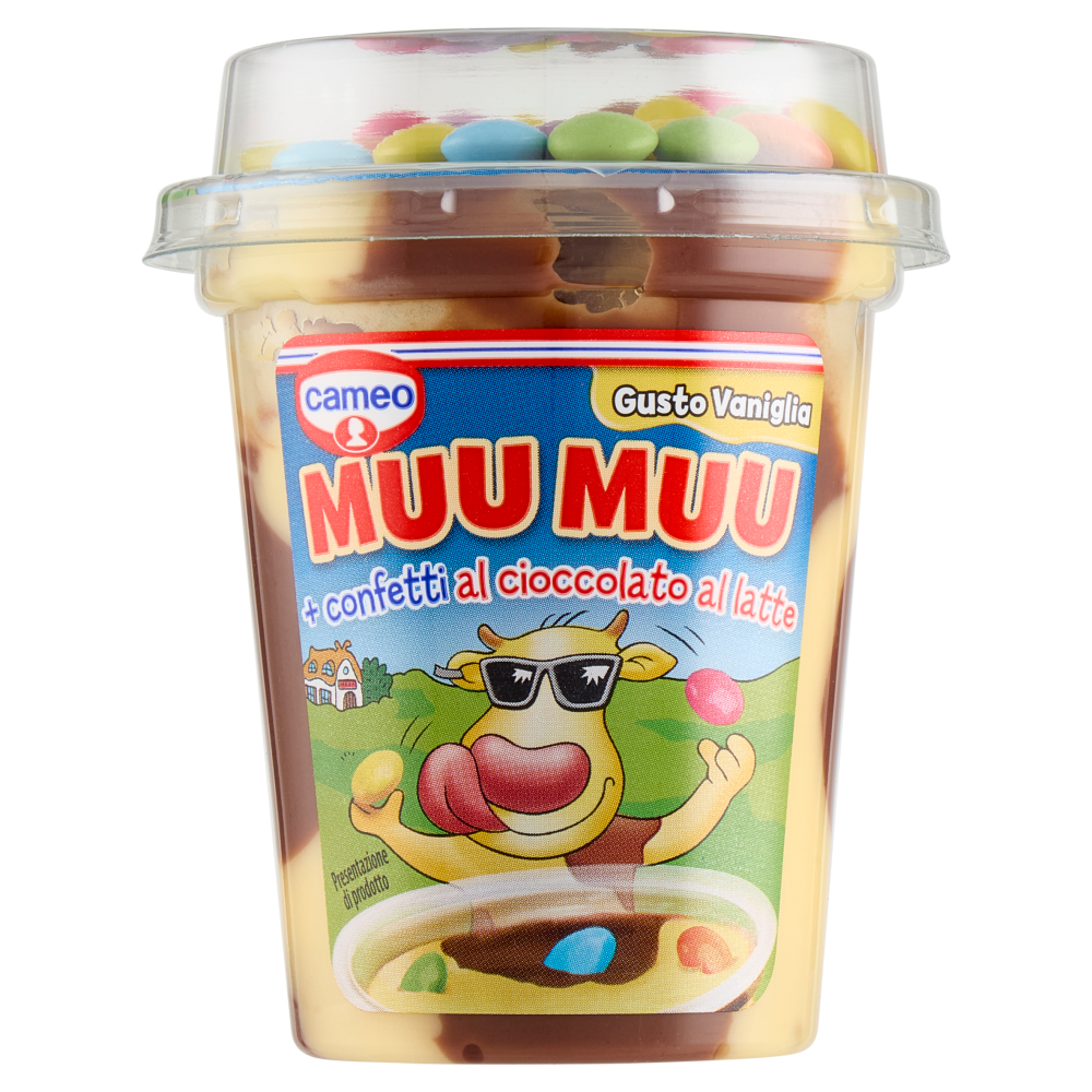 cameo Muu Muu Gusto Vaniglia + confetti al cioccolato al latte 125 g