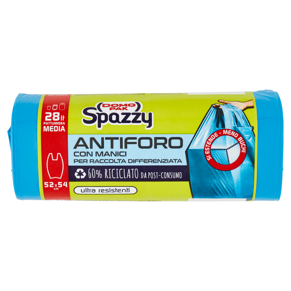 Domopak Spazzy Antiforo con Manici 28 lt Pattumiera Media 52x54 cm 20 pz