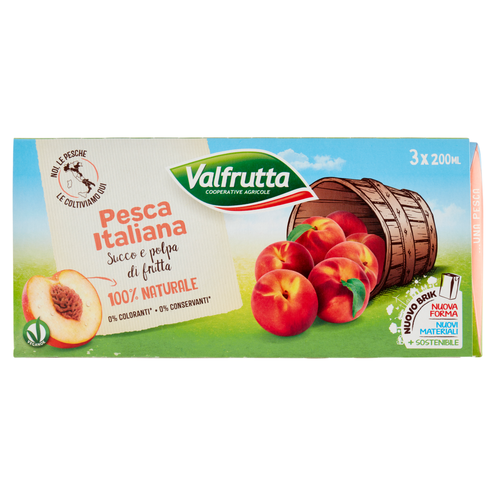 Valfrutta Pesca Italiana Succo e polpa di frutta 3 x 200 ml