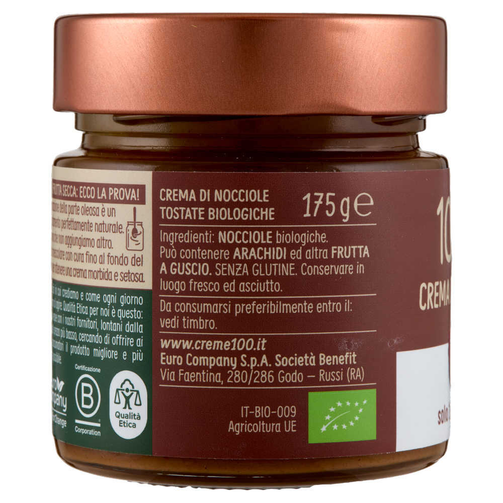 Euro Company 100% Crema di Nocciole Bio 175 g