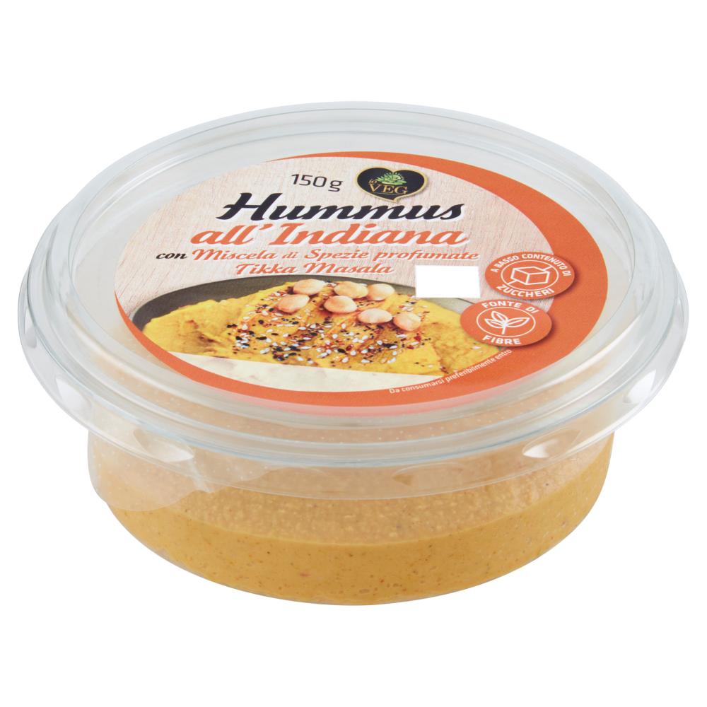 io VEG Hummus all'Indiana con Miscela di Spezie profumate Tikka Masala 150 g
