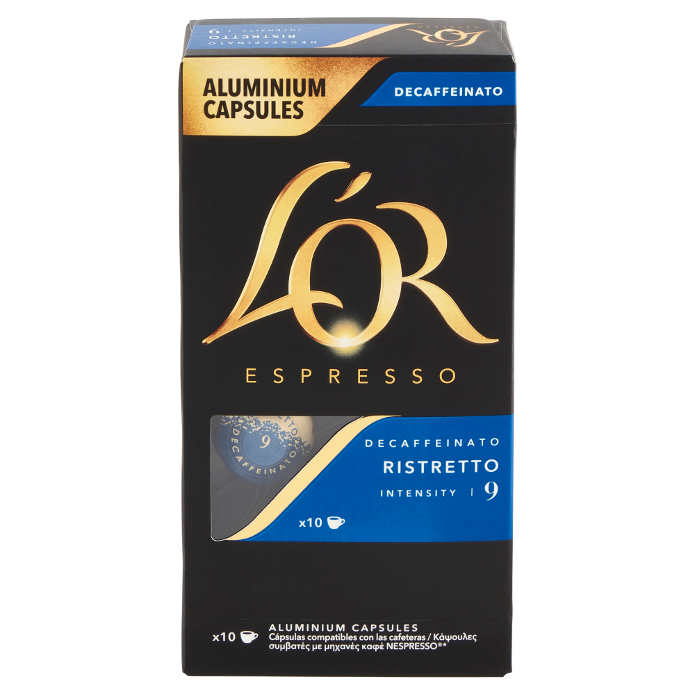 L'Or Espresso Decaffeinato Ristretto 9- 10 Capsule Caff&egrave; Comp. con Macchine Nespresso*&reg; Original 52g