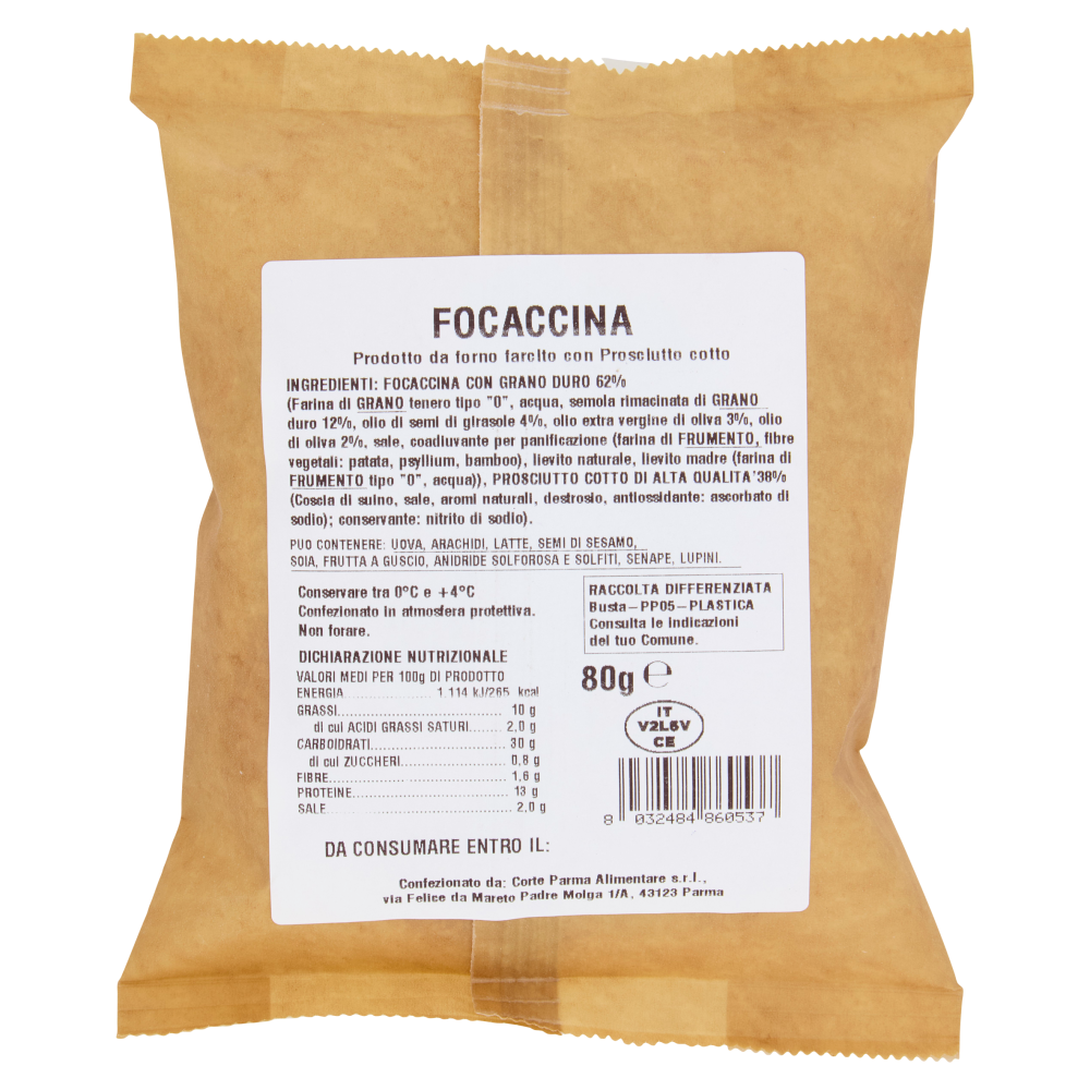 Amoretti Focaccina Prosciutto Cotto 80 g