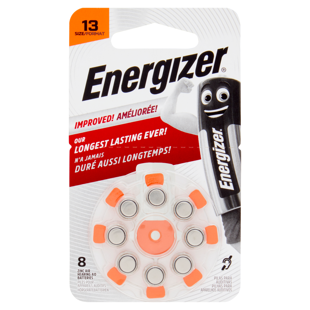 Energizer Pr48 Size 13 Zinc Air Hearing Aid Batteries 8 pz