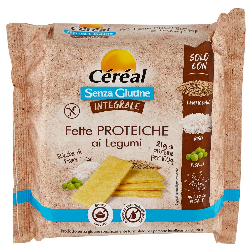 C&eacute;r&eacute;al, Fette Proteiche ai Legumi, Integrali, Senza Glutine, Senza Lievito, Ricche di Fibre - 100 g
