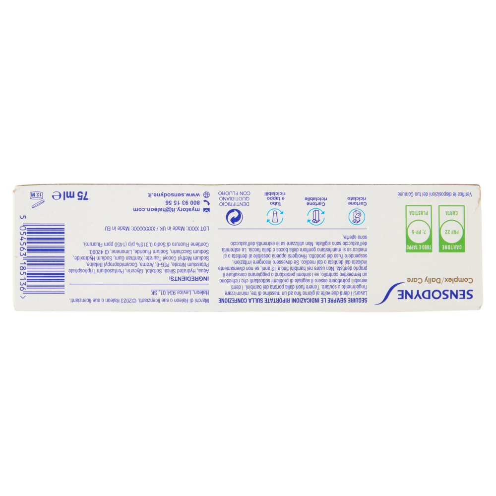 Sensodyne Dentifricio Complex/Daily Care per Denti Sensibili, Tripla Azione di Pulizia 75 ml