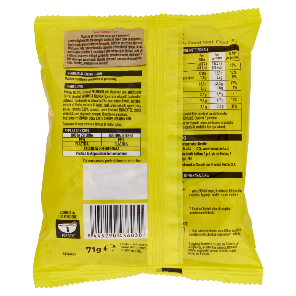 MAGGI Fusian Noodles Curry 1 porzione Sacchetto 71g