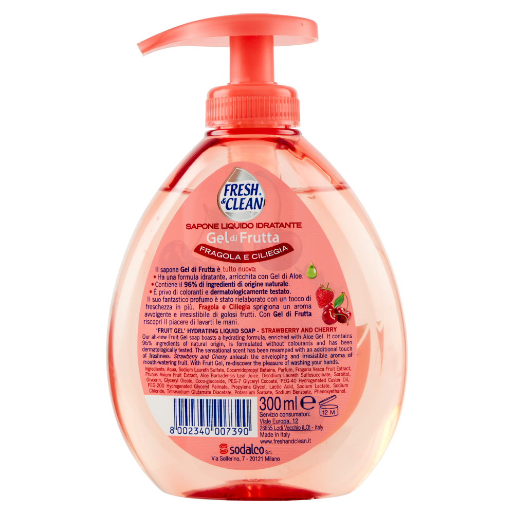 Fresh & Clean Gel di Frutta Sapone Liquido Idratante Fragola e Ciliegia 300 ml