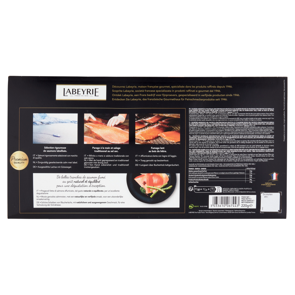 Labeyrie il Selvaggio Salmone Affumicato MSC, gusto Naturale 220 g