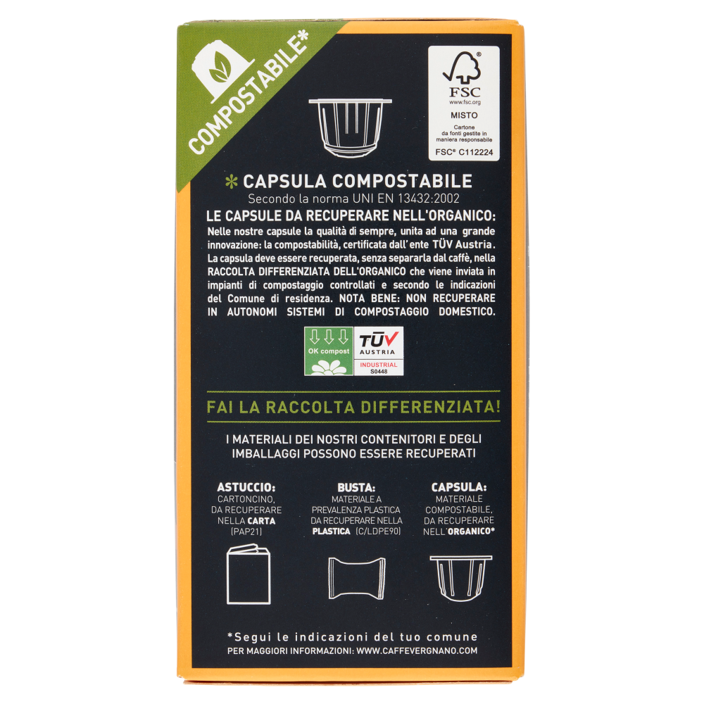 Caff&egrave; Vergnano 1882 &Egrave;spresso1882 Napoli Compostabile** Capsule Compatibili Nespresso* 10 x 5 g