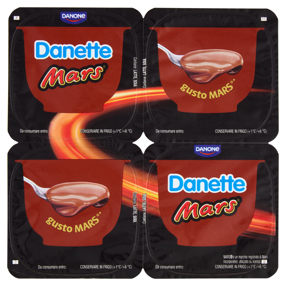 DANETTE Mars, Budino con Caramello Salato, Cioccolato e Cacao, 4x115g