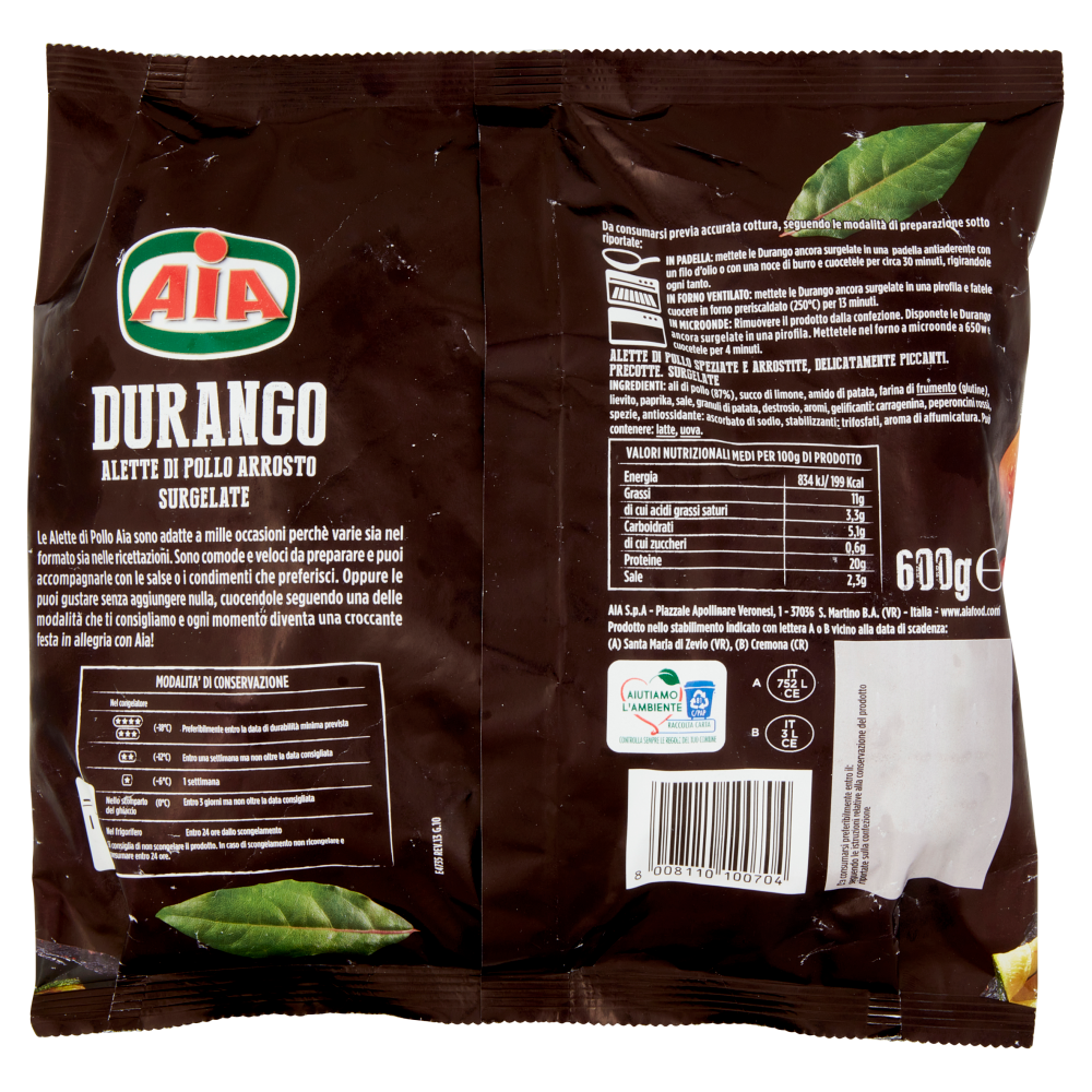 Aia Durango Alette di Pollo Arrosto surgelato 600 g