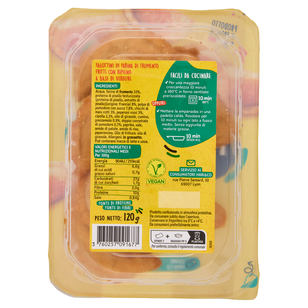 Hari&Co Empanadas Macinato vegetale & Peperoni rossi 120 g