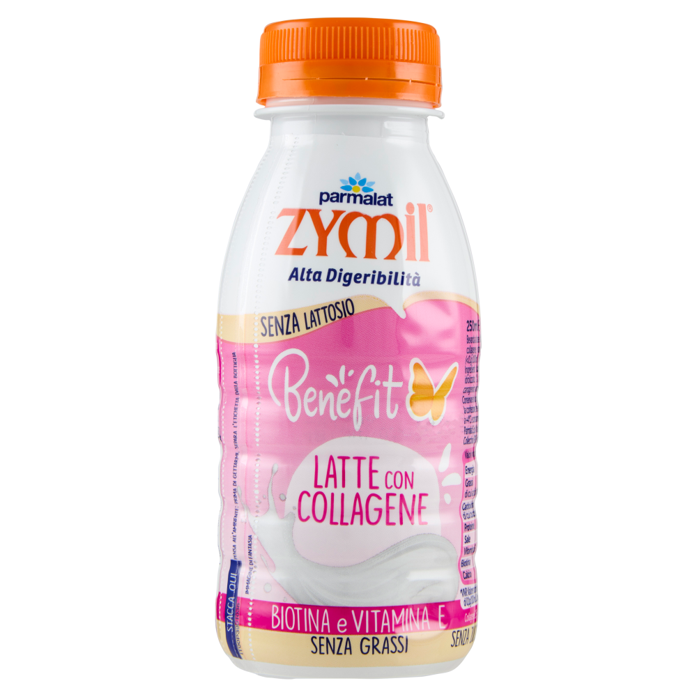 Zymil Alta Digeribilità Senza Lattosio Benefit Latte con Collagene, Biotina e Vitamina E 250 ml