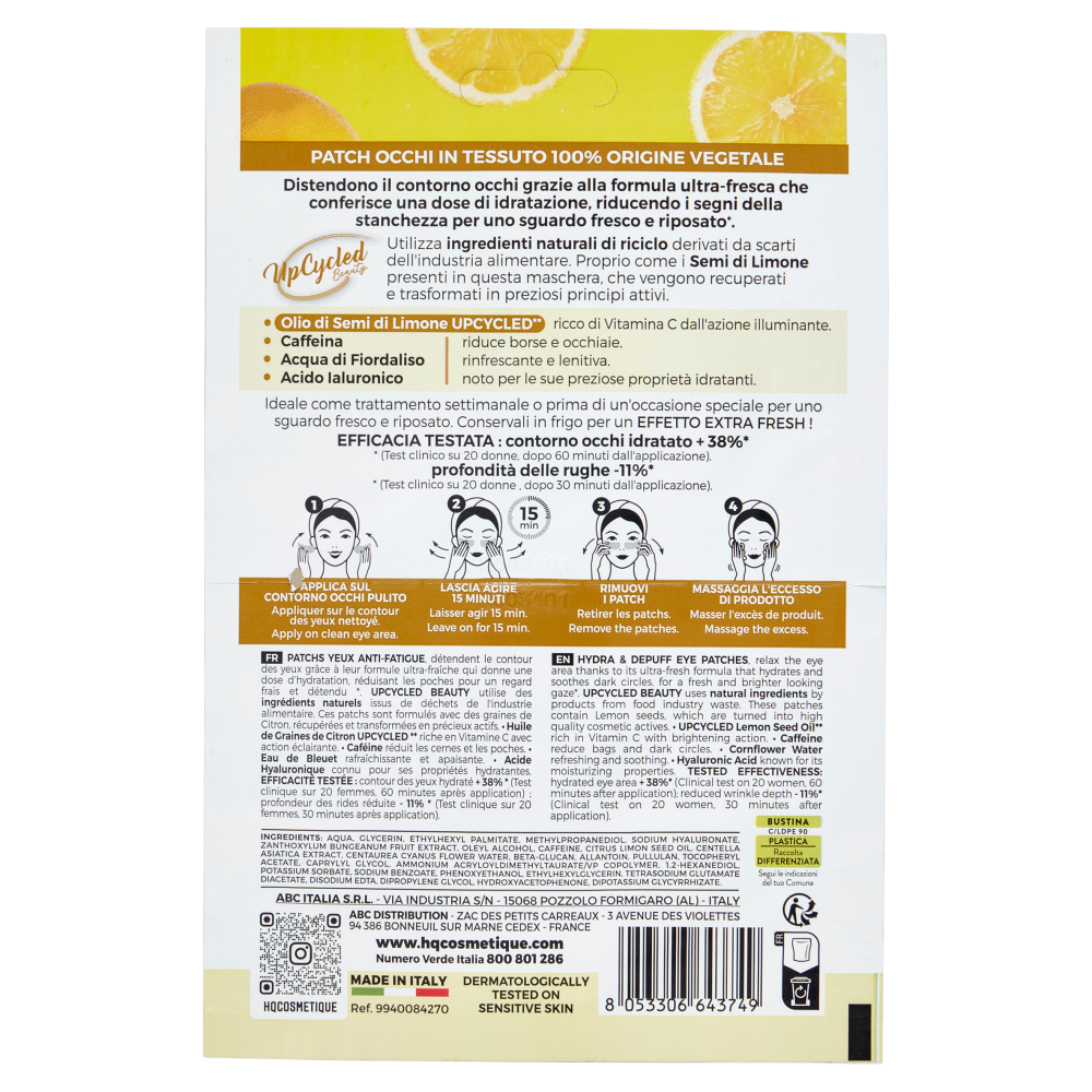 HQ Ingredients Patch Occhi Hydra & Depuff Limone 4 pz