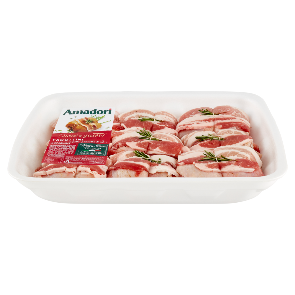Amadori Fagottini con carne di pollo, pancetta di suino e rosmarino 