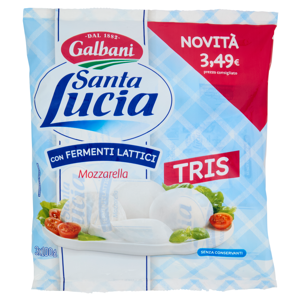 Galbani Santa Lucia Mozzarella con Fermenti Lattici Tris 3 x 100 g