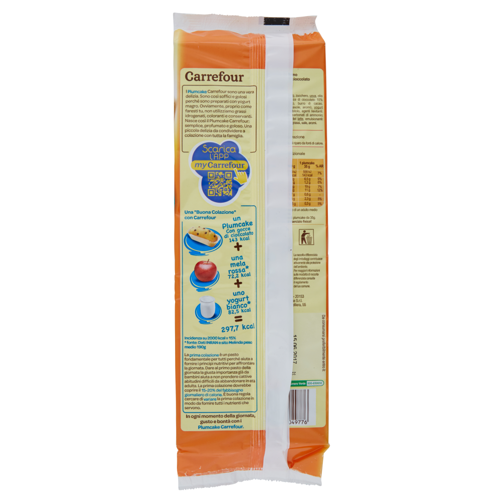 Carrefour Plumcake con gocce di cioccolato 6 x 35 g