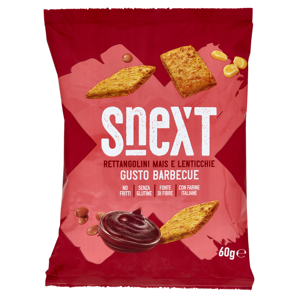 Snext Rettangolini Mais e Lenticchie Gusto Barbecue 60 g