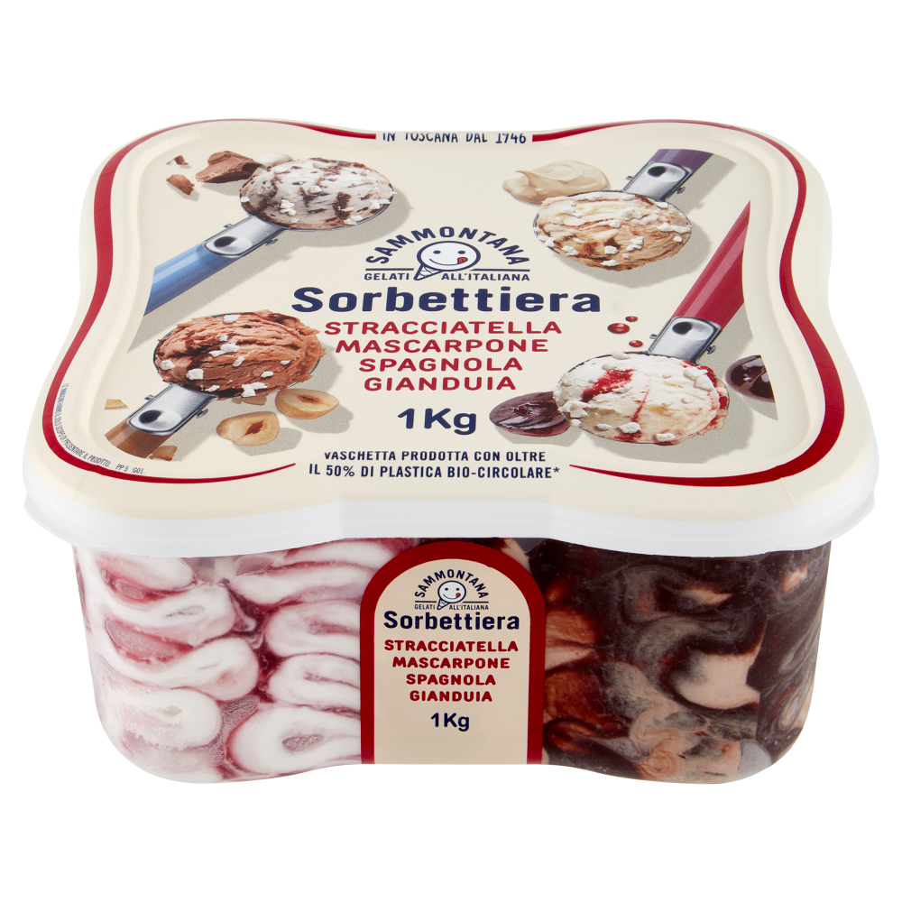Sammontana Sorbettiera Stracciatella, Mascarpone, Spagnola, Gianduia 1 Kg