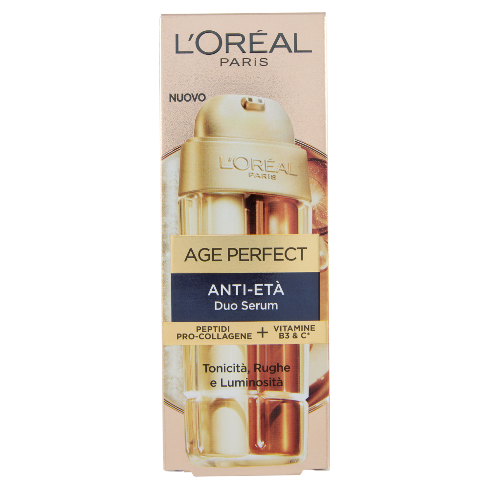 L'Oréal Paris Age Perfect Le Duo Serum, Doppia Azione Rassodante e Illuminante, Zero Rughe 30 ml