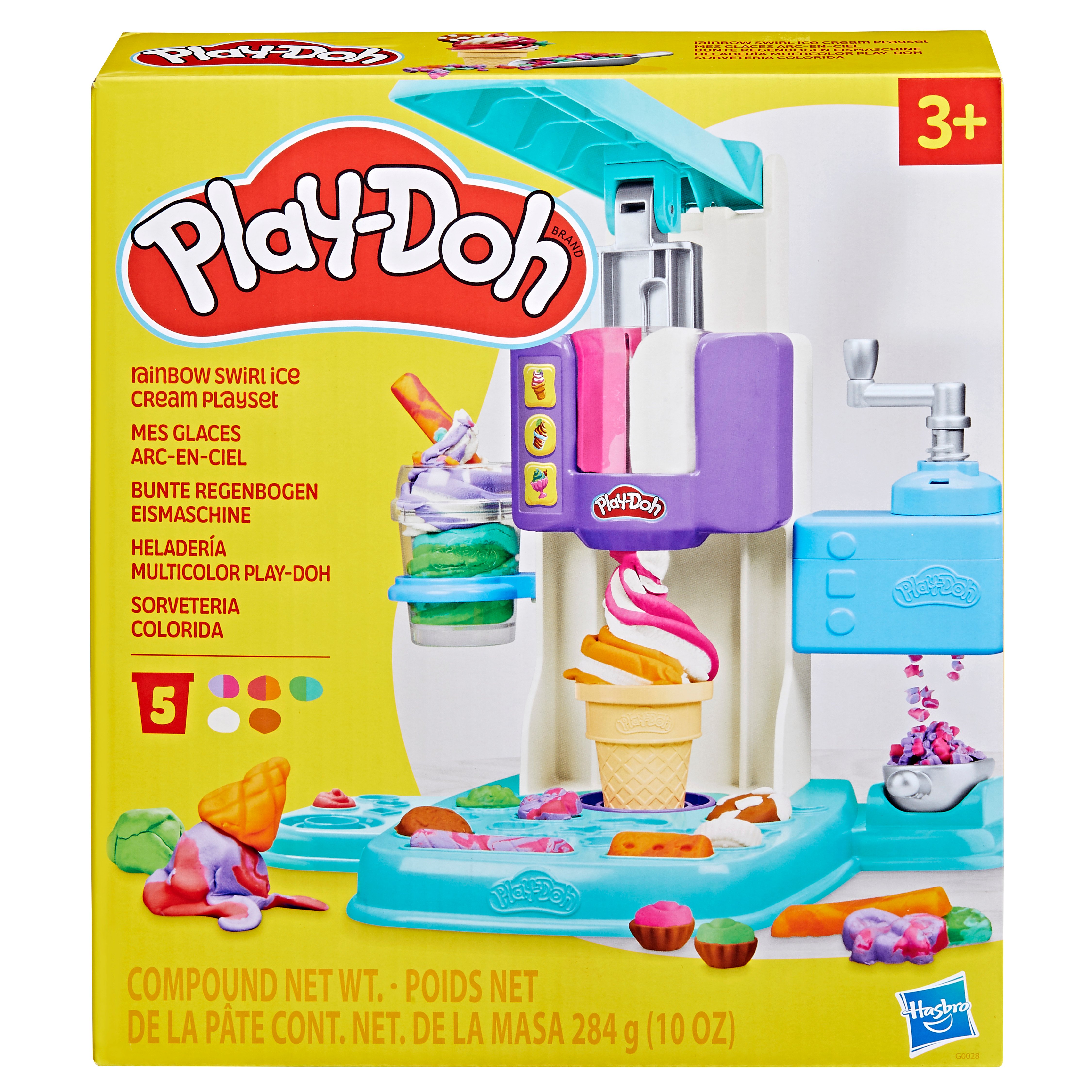 Play-Doh Gelateria Arcobaleno, playset con accessori e vasetti per creare gelati