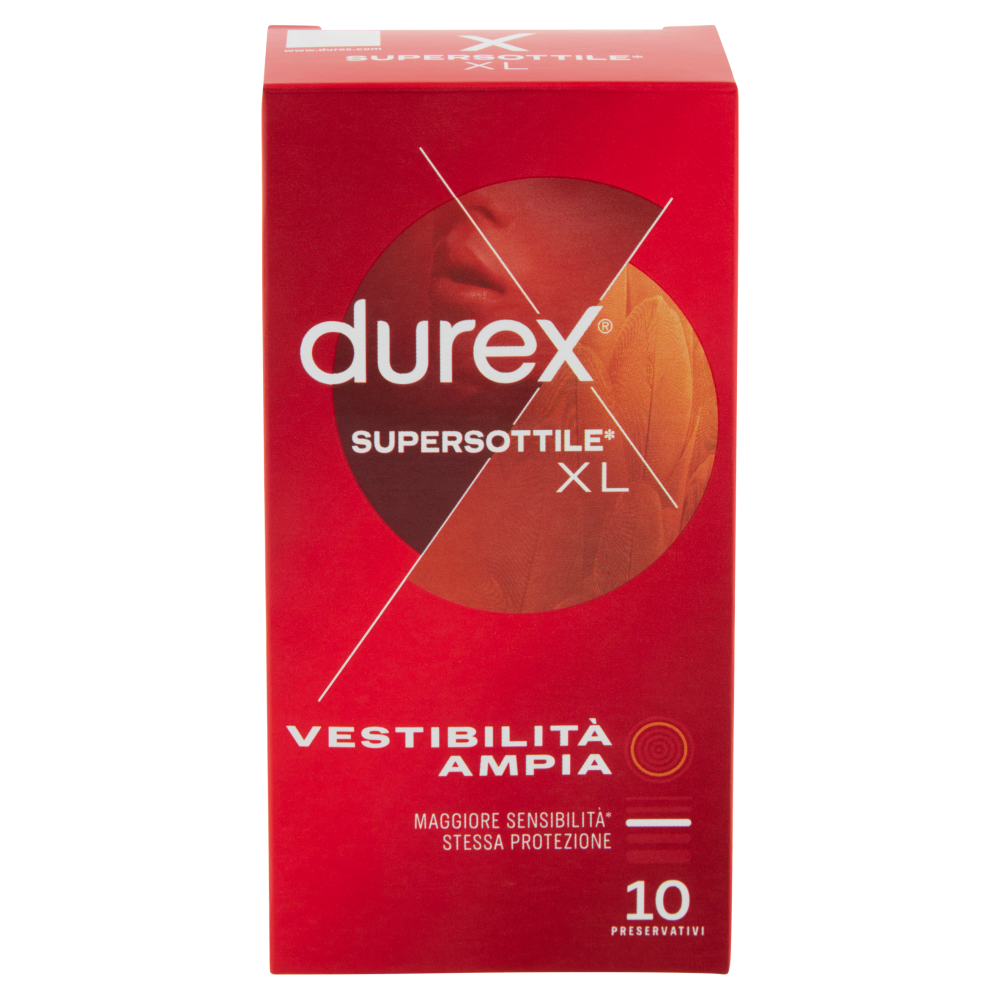 Durex SuperSottile Vestibilità Extra-Large Preservativi Sottili, 10 Profilattici