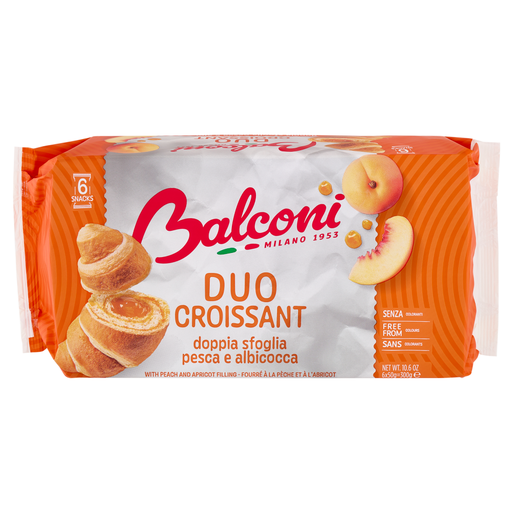 Balconi Duo Croissant doppia sfoglia pesca e albicocca 6 x 50 g