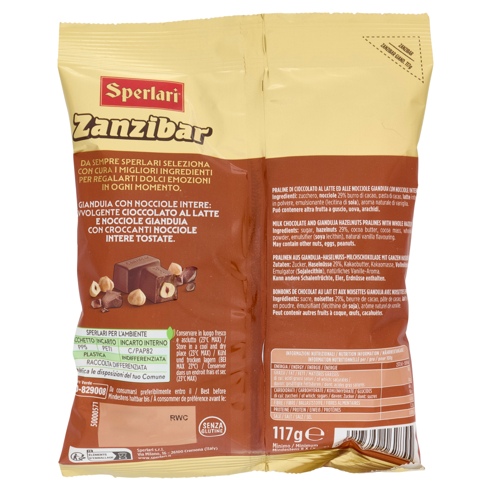 Sperlari Zanzibar Gianduia con Nocciole Intere 117 g
