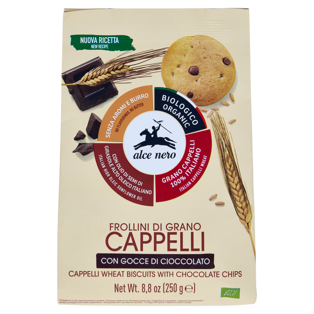 alce nero Frollino di Grano Cappelli con Gocce di Cioccolato 250 g