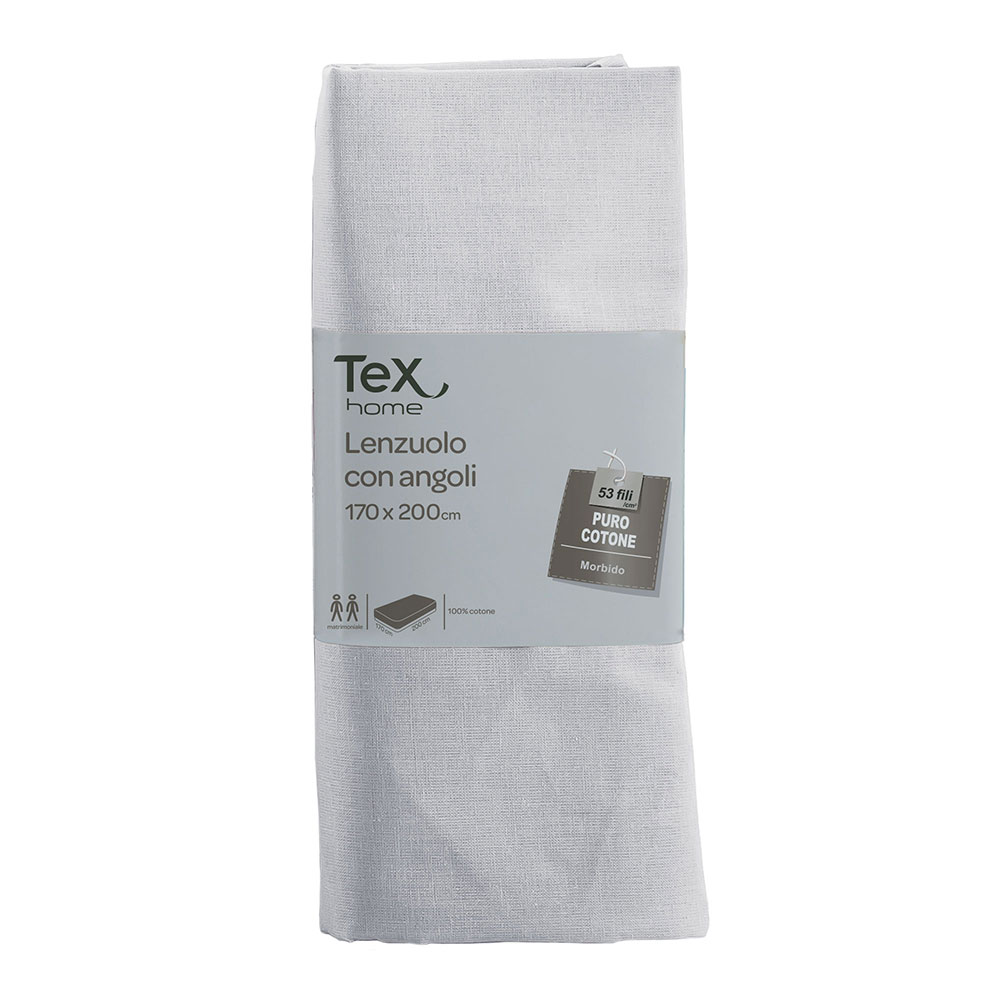 TEX HOME Lenzuolo con angoli 170x200cm, 100% cotone