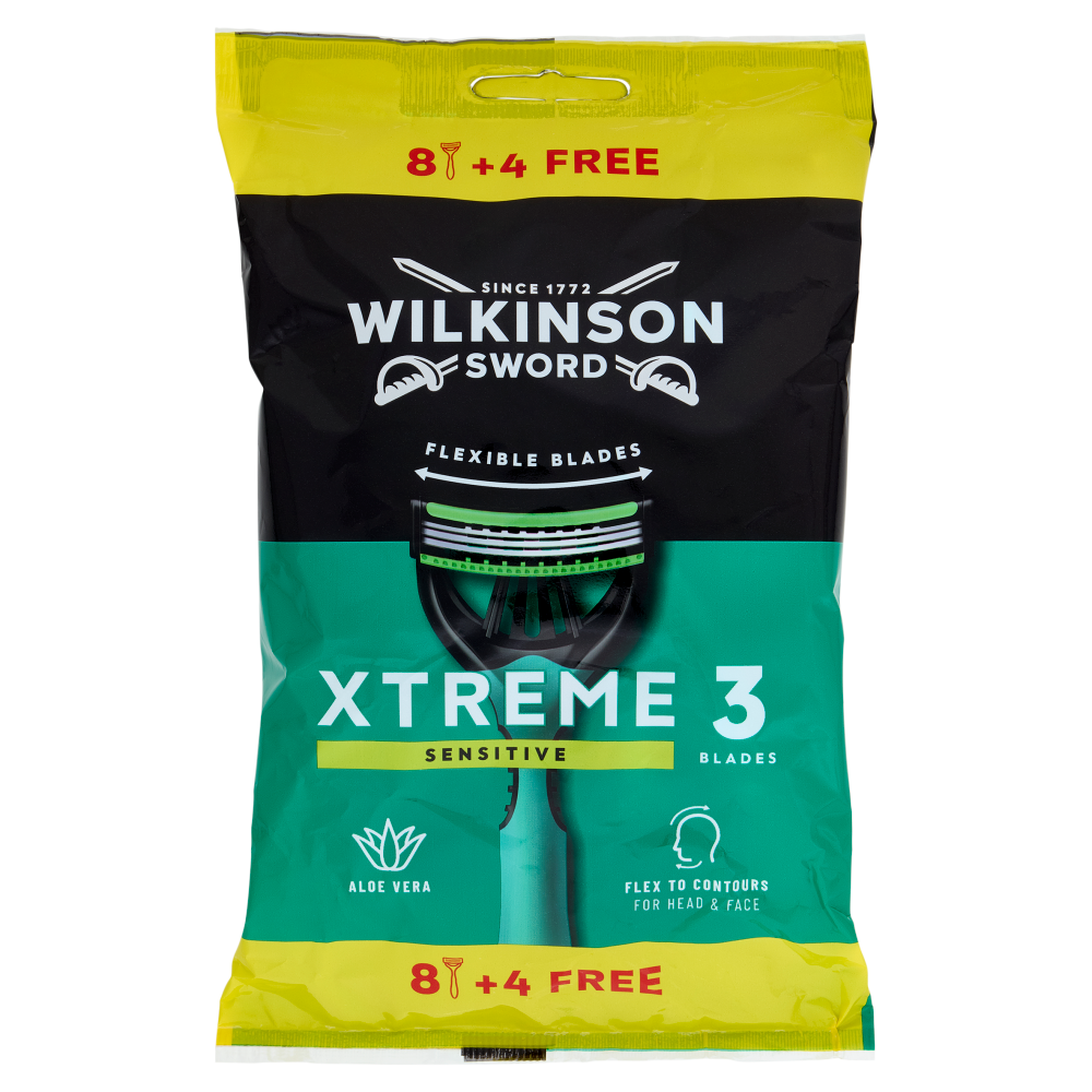 Wilkinson Sword Rasoio usa&getta Xtreme 3 Sensitive 8+4