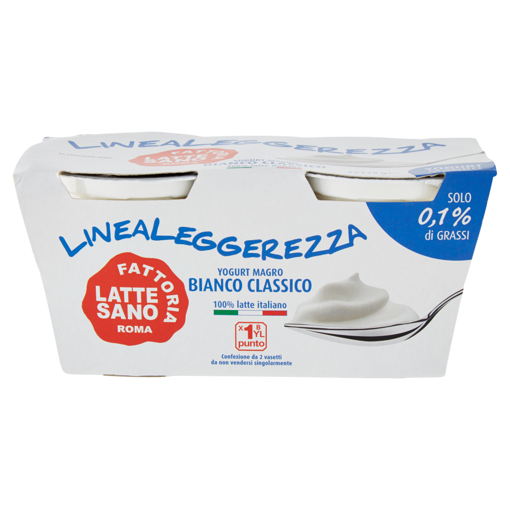 Fattoria Latte Sano Linealeggerezza Yogurt Magro Bianco Classico 2 x 125 g