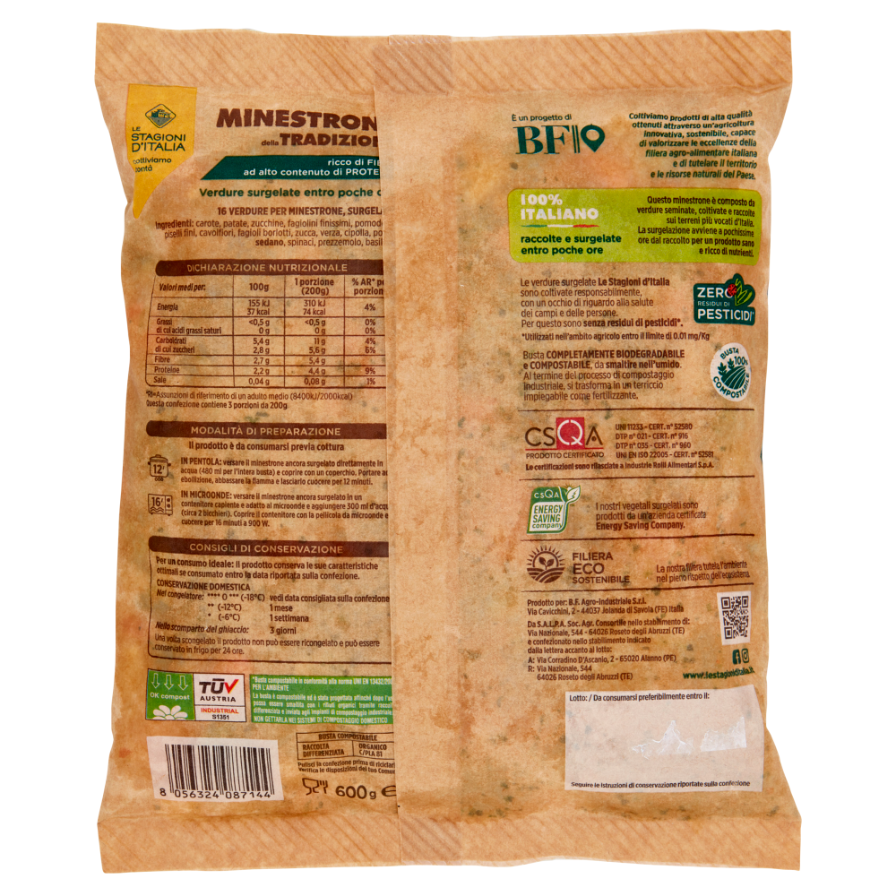 Le Stagioni d'Italia Minestrone della Tradizione Surgelato 600 g