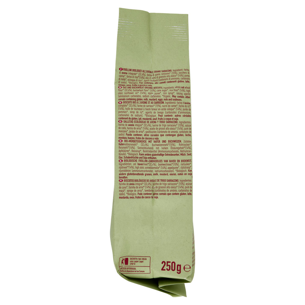 alce nero Frollini Avena e Grano Saraceno 250 g