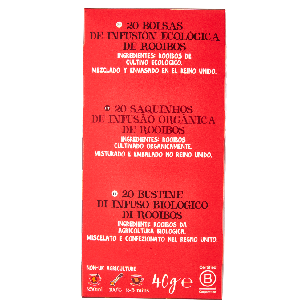 CUPPER Infuso Biologico Rooibos, Antiossidante, Senza Teina, Senza Caffeina, 20 Bustine 40 g