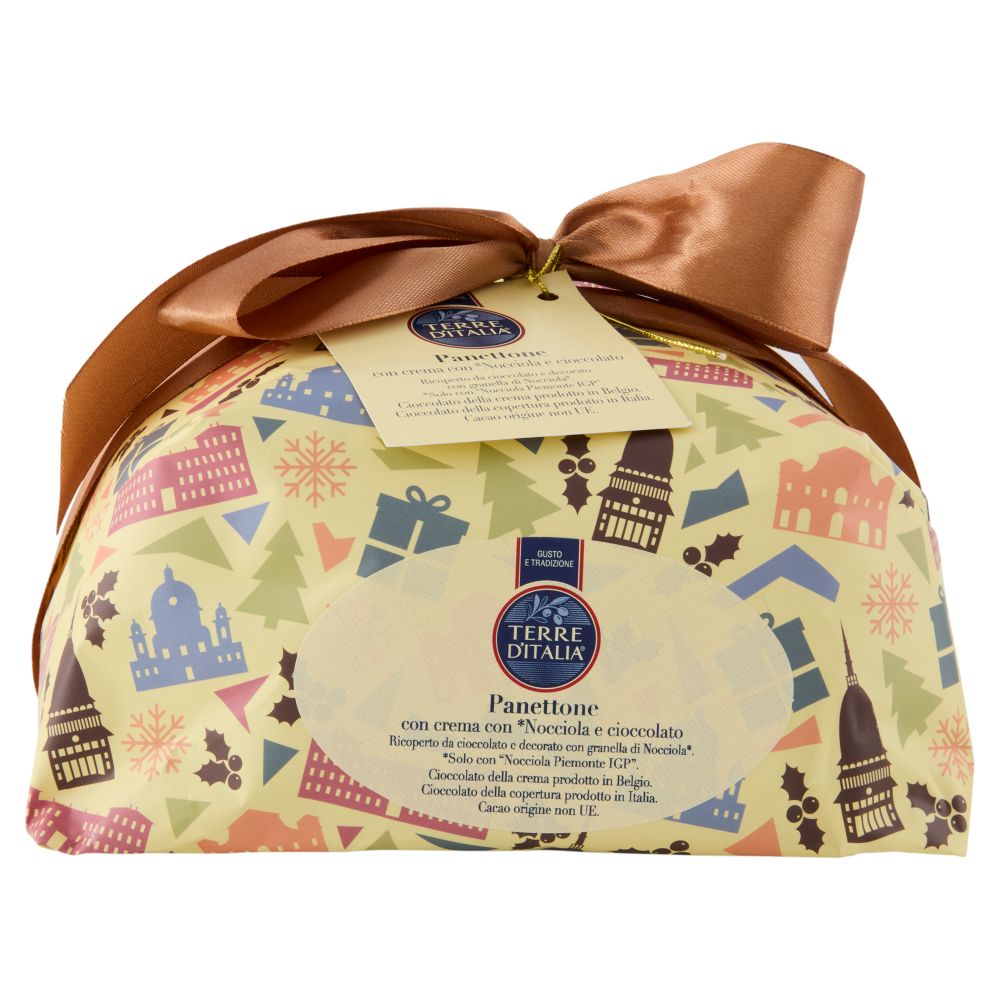 Terre d'Italia Panettone con crema con *Nocciola e cioccolato 750 g