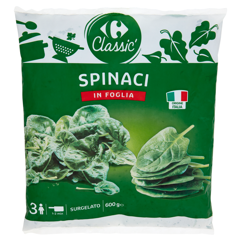 Carrefour Classic Spinaci in Foglia Surgelato 600 g