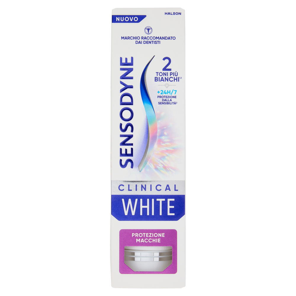 Sensodyne Clinical White Protezione Macchie,Dentifricio Effetto Sbiancante per Denti Sensibili,75 ml