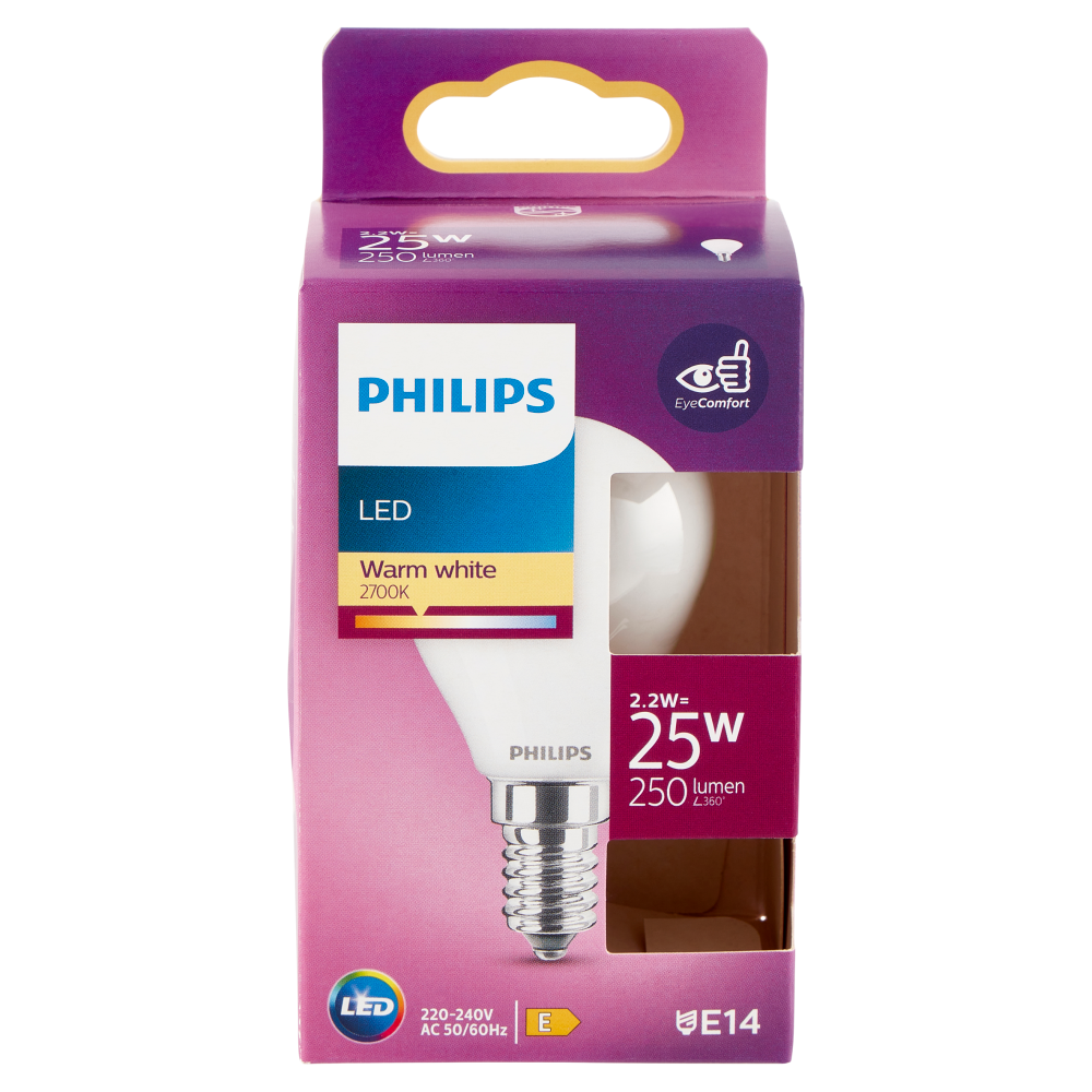 Philips Led sfera vetro 25W E14 2700K