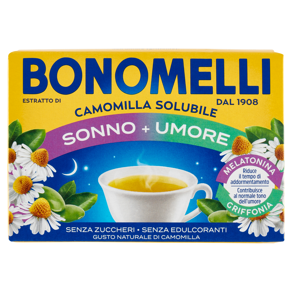 Bonomelli Estratto di Camomilla Solubile Sonno + Umore Melatonina e Griffonia bustine 16 x 4,5 g