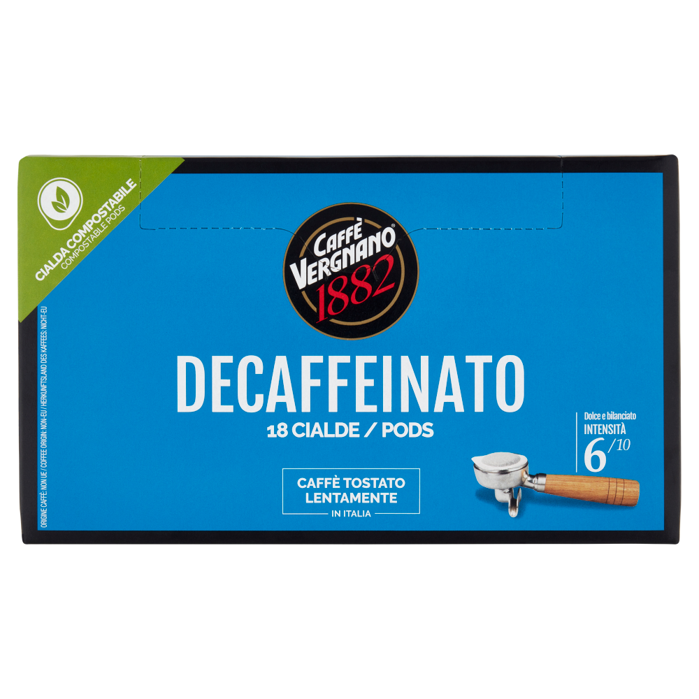 Caff&egrave; Vergnano 1882 Decaffeinato Cialda Compostabile 18 x 6,94 g