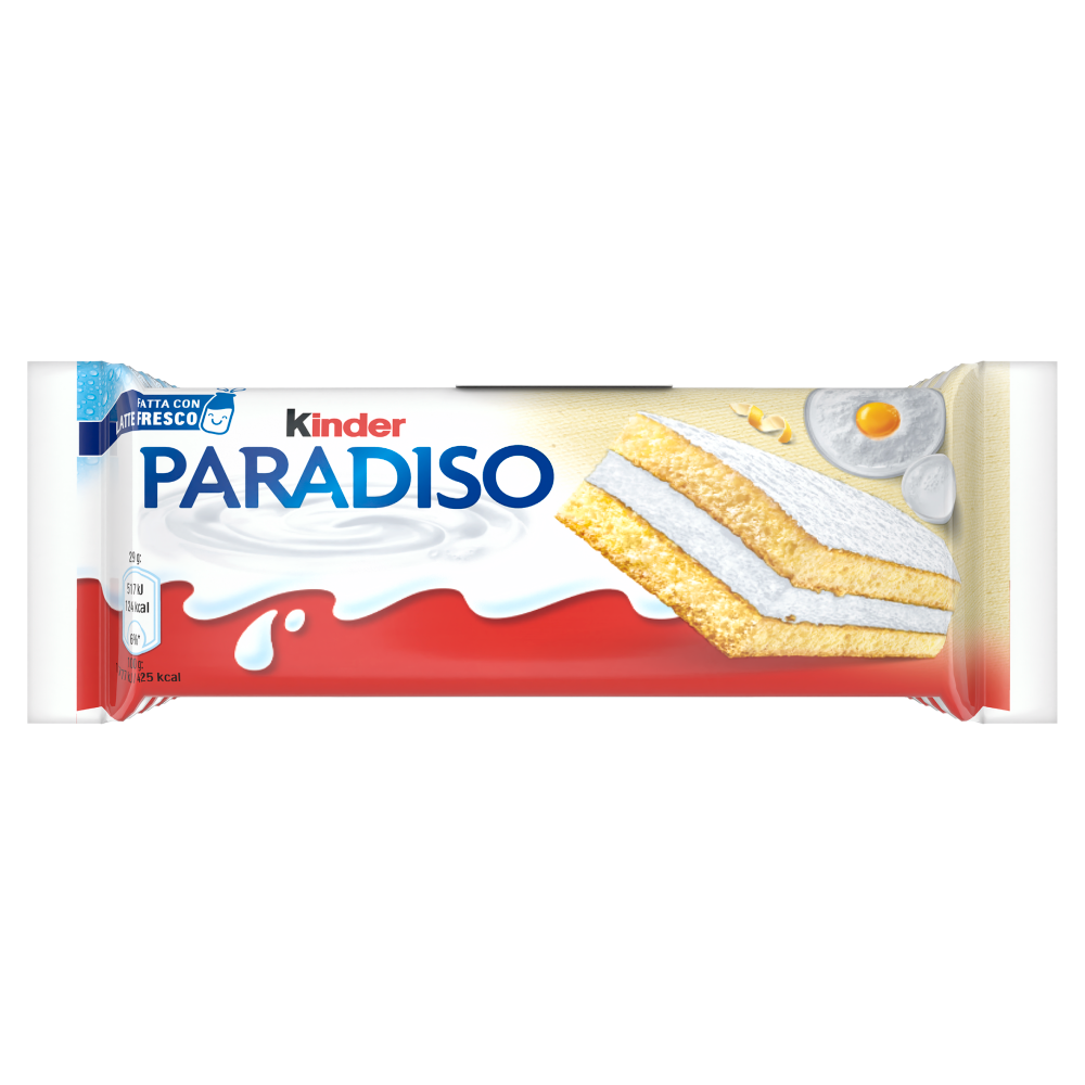 Kinder Paradiso: Merenda con fresca crema al latte, soffice pasta paradiso e nota al limone 4x29g