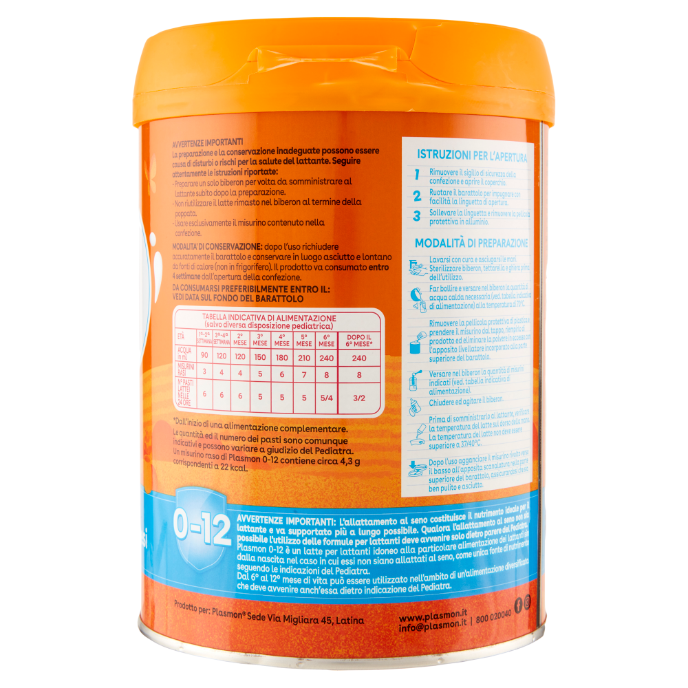 Plasmon Latte per Lattanti 0-12 800 g