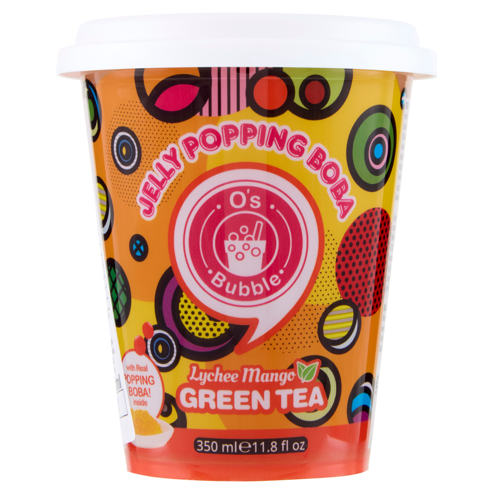 O's Bubble Jelly Popping Boba Lychee Mango Green Tea 350 ml