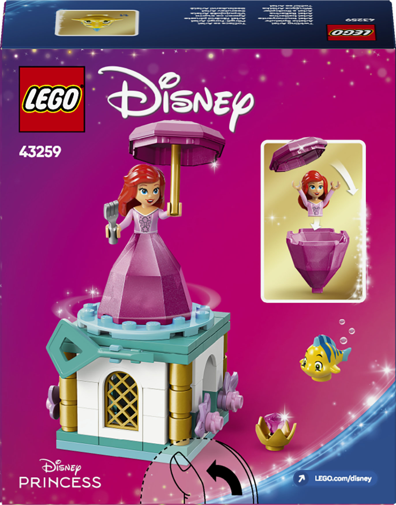 LEGO Disney Princess ǀ 43259 Ariel Ballerina, Giochi da Principesse per Bambine e Bambini 5+ con Supporto per Mini Bambolina