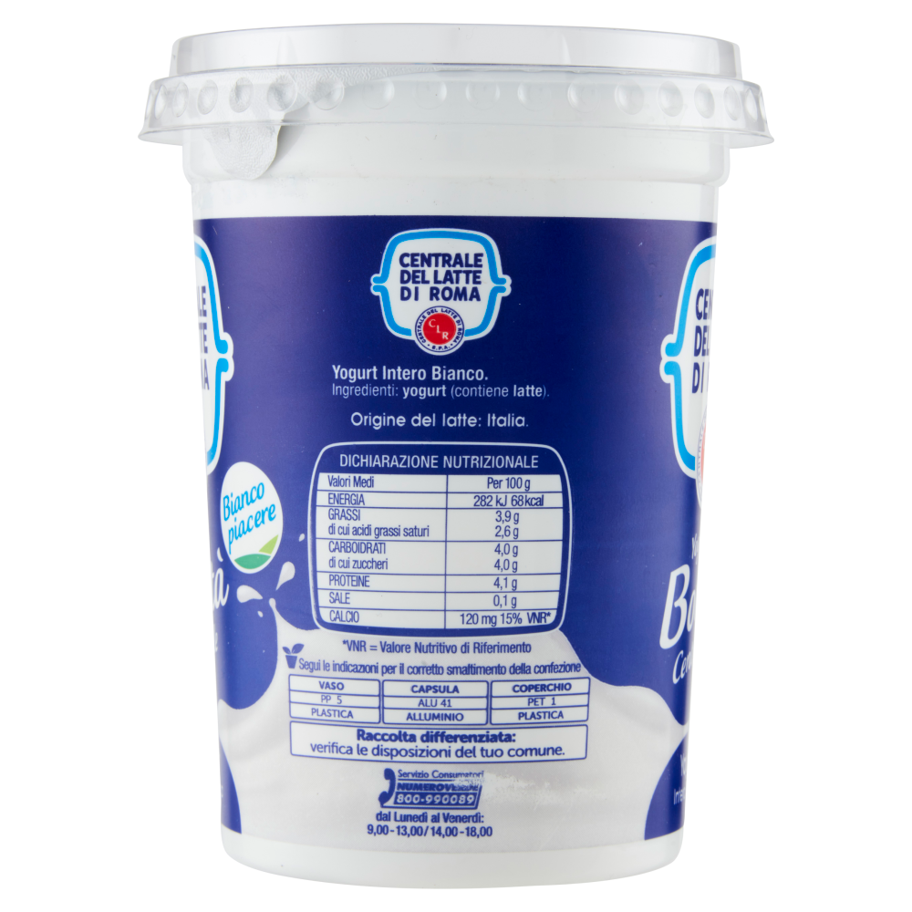 Centrale del Latte di Roma Yogurt Intero Bianco 500 g