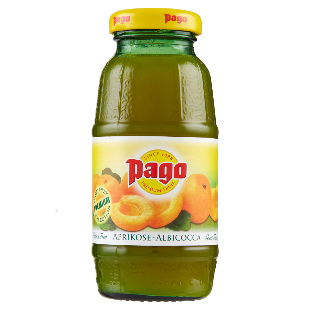 PAGO Succo di Frutta, ALBICOCCA NETTARE, Bottiglia Vetro Monodose 20 cl